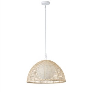 Dewdrop 20.87 '' Boho Pendant Light Rattan Wicker Light Fixture Dome And Woven Shape ETL Listed For Dining Room - 1 of 4