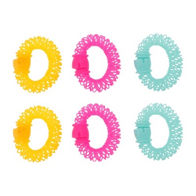 Unique Bargains Women's Durable Large Bangs Hair Rollers 3.15"x2.36" Rose Red Blue Yellow 6pcs