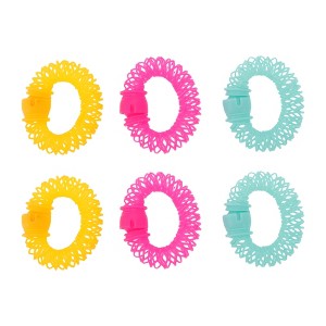 Unique Bargains Women's Durable Large Bangs Hair Rollers 3.15"x2.36" Rose Red Blue Yellow 6pcs - 1 of 4