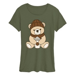 Women's - Instant Message - Coffee Bear Short Sleeve Graphic T-Shirt - 1 of 4