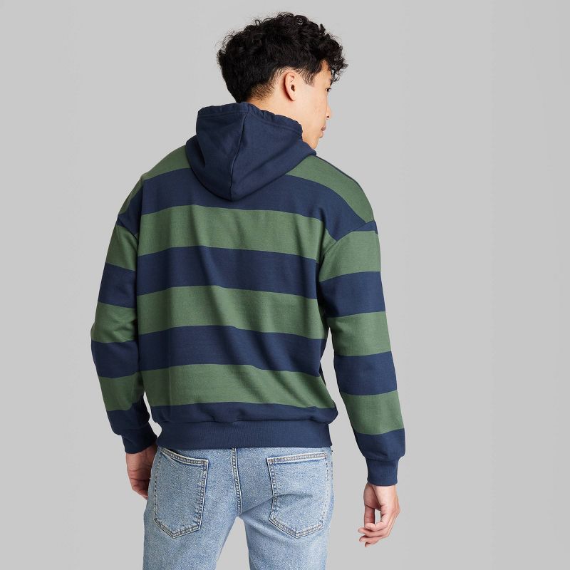 Men&#39;s Striped Fleece Hooded Sweatshirt - Original Use&#8482; Dark Green, 3 of 4