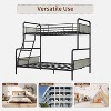 Metal Bunk Bed Twin Over Full Size with Angled Ladder, High Guardrail, Heavy Duty Bunk Bed Frame with Metal Slats, Smooth Rounded Edges, Brown - 4 of 4