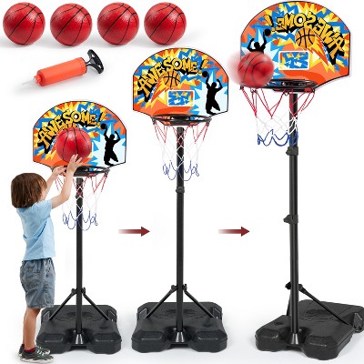 SYNCFUN Kids Basketball Hoop, Adjustable Height 2.8ft-6.2ft Toddler Basketball Hoop for Kids Indoor Outdoor Play, Birthday Gift for Boys Girls Age 3+