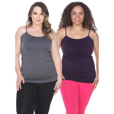 Women's Plus Size Tank Tops Pack of 2 - One Size Fits Most Plus - White Mark