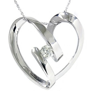 Pompeii3 1/4ct Heart Shaped Diamond Pendant 14K White Gold - 1 of 2