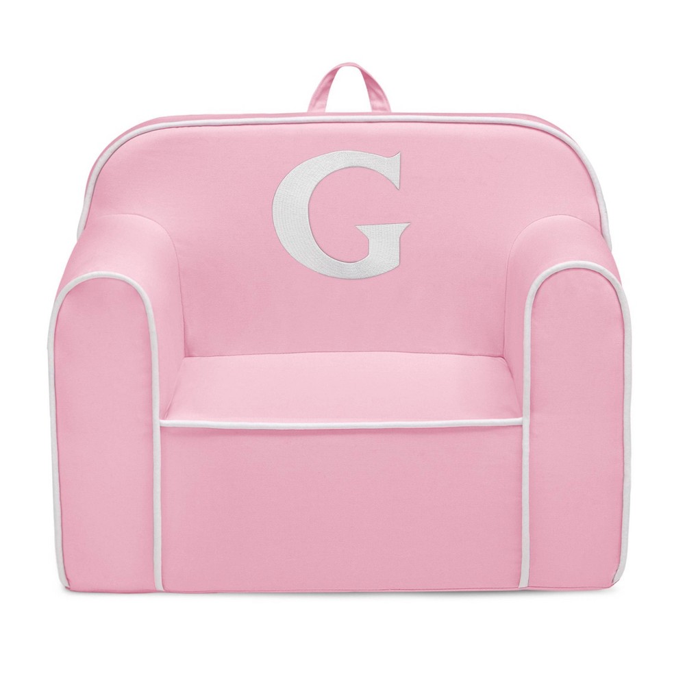 Delta Children Personalized Monogram Cozee Foam Kids' Chair - Customize with Letter G - 18 Months and Up - Pink & White -  88964224