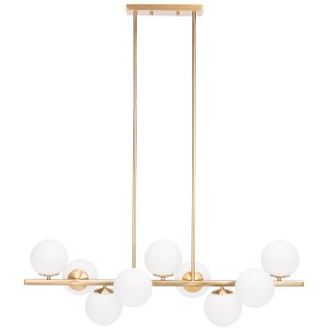 Imara 9 Light 13" Height Adjustable Chandelier - CHA7006 - Brass - Safavieh - 1 of 4