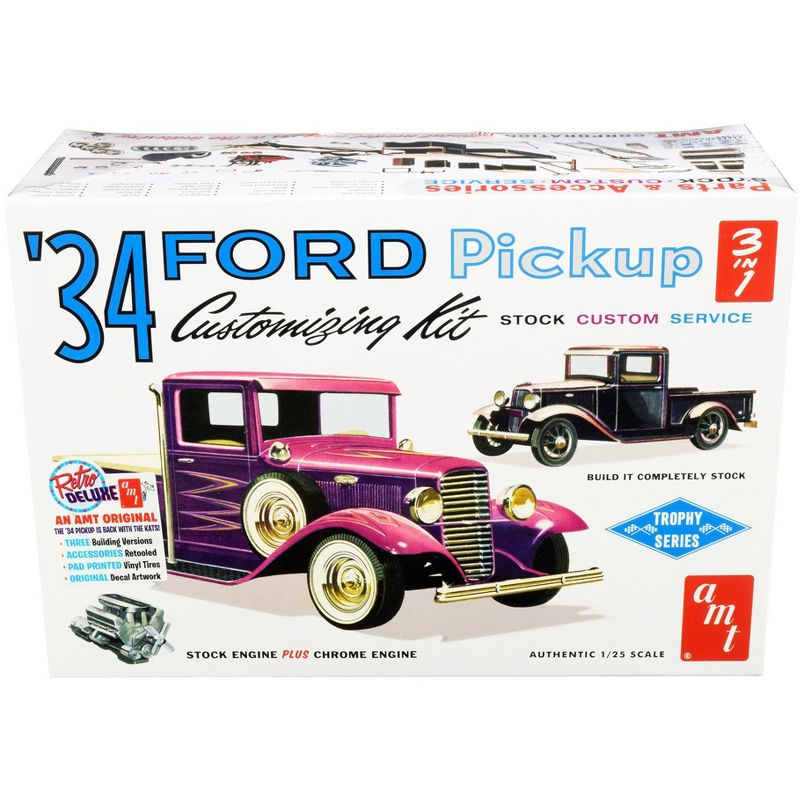 Skill 2 Model Kit 1934 Ford Pickup Truck 3 in 1 Kit "Trophy Series" 1/25 Scale Model by AMT, 1 of 5