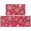 Kitchen Rug and Mat Washable Christmas Festive Decorative Runner Rugs Xmas Snowflakes Floor Mats, 17"x29" + 17"x47" - 3 of 4
