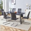 7-Piece Dining Set with Marble-Patterned Table and 6 PU Armless Chairs - 2 of 4