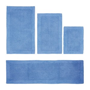 Edge Bath Rug 100% Premium Cotton Ultra-Soft Water Absorbent Tufted Solid Reversible 4 Piece Bathroom Rug Set for Machine Washable Bathmat - 1 of 2