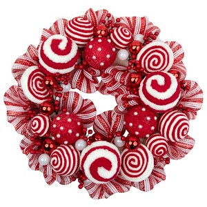Northlight Peppermint and Berries Christmas Wreath - 20" - Unlit - 1 of 4