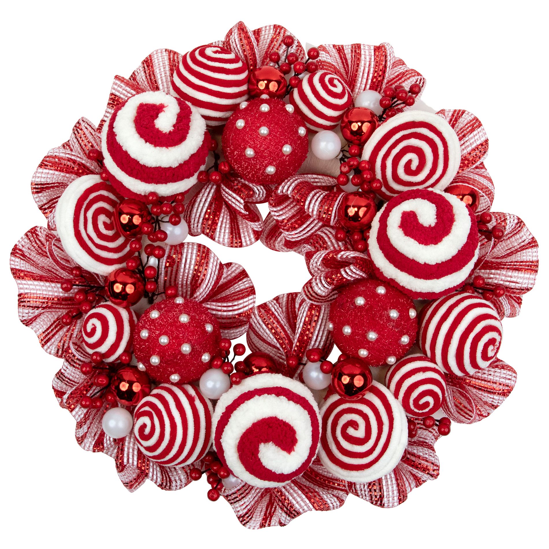 Northlight Peppermint and Berries Christmas Wreath - 20" - Unlit