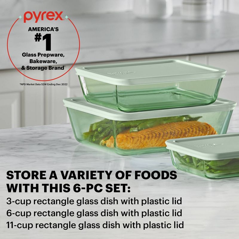 Pyrex&#174; Simply Store&#174; Tinted 6pc Lidded Rectangle Storage Set Green, 2 of 5