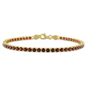 EVERLY JEWELRY | Yellow Plated Sterling Silver 5 1/10 CT TGW Garnet Bracelet With Chain, 7.25-inch - 1 of 4