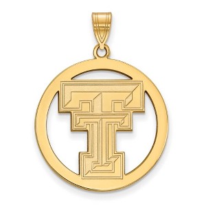 Black Bow Jewelry 14k Yellow Gold Plated Sterling Silver Texas Tech Red Raiders NCAA Extra Large Pendant - 1 of 3