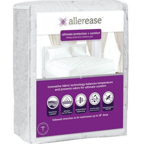 Allerease 2 in 1 Hot Water Waterproof Mattress Pad Queen White
