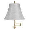 360 Lighting Westbury 36" Tall Skinny Large Traditional End Table Lamp Swing Arm Gold Antique Brass Finish Single Dolomite Gray Shade Living Room - 2 of 4