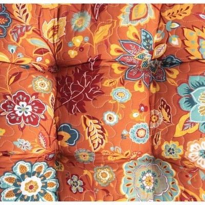Astoria Floral Orange Chair Pad with Cotton and Polyester Fill
