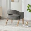 Kumasinova 25.79" W Modern Barrel Chair, Upholstered Accent Chair with Large Round Hollow Back, PU Fabric Armchair with Weathered Solid Wood Legs - 4 of 4