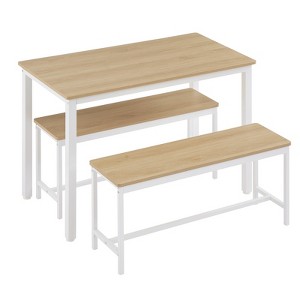 Aukfa Dining Table Set for 4, Kitchen Room Table Set with 2 Benches, 3-Piece Dining Chairs Set for Breakfast Nook, Original - 1 of 4