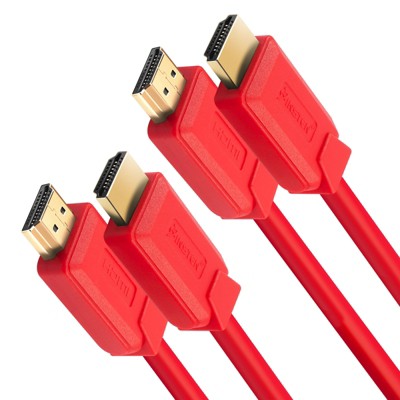Insten - 2 Pack HDMI Male to Male Cable, 2.1 Version, 8K 60Hz, 48Gbps, PVC Cable, Gold Connectors, 1.5ft , Red