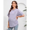 Women's Maternity Shirts Casual Breathable Loose Textured Raglan Short Sleeve Shirt Crew Neck Spring Summer Pregnancy Tops - 2 of 4