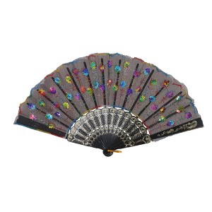 Unique Bargains Sequins Folding Fan 1 Pc - 1 of 4