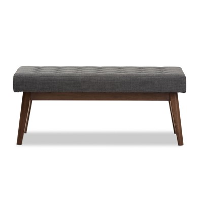 Baxton Studio Elia Mid Century Modern Walnut Wood Fabric Button Tufted ...