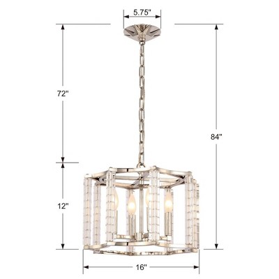 Polished Nickel Mini Chandelier with Crystal Cubes