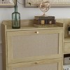 GlasFlength Utility Storage Cabinets Bohemian Style Shoe Storage Cabinet with Rattan Drawers for Entryway Hallway, Beige, 36.6"*9.3"*49.2" - 3 of 4
