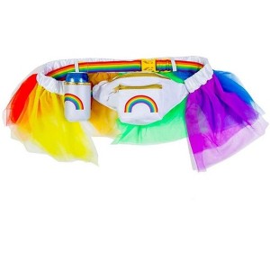 Tipsy Elves Rainbow Tutu Fanny Pack with Drink Holder – Pride Waist Bag with Adjustable Strap and Zippered Pockets - 1 of 4