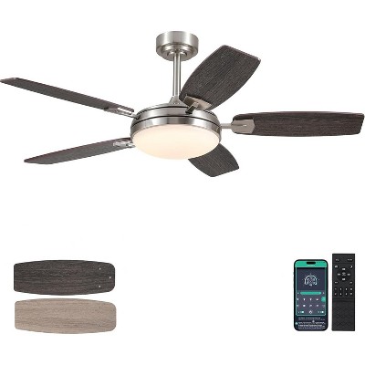 Kviflon 52 Inch Modern Downrod Ceilng Fan Light, Reversible DC Motor,3CCT Dimmiable LED,for Living Room Patio Kitchen