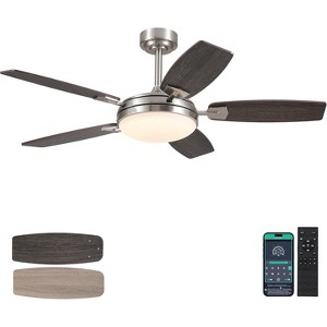52 Inch Modern Downrod Ceilng Fan Light, Reversible DC Motor,3CCT Dimmiable LED,for Living Room Patio Kitchen - 1 of 4