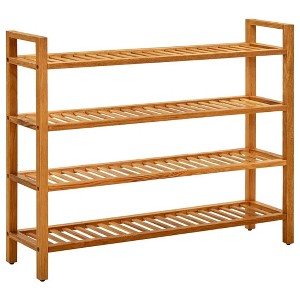 vidaXL Shoe Rack Shoe Storage Organizer Shoe Shelf for Closet Solid Oak Wood - 1 of 4