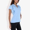 Anna-Kaci Women's Short Sleeve Ruffle Hem V-Neck Blouse Lightweight and Comfortable Casual Top - 4 of 4