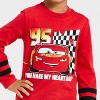 Toddler Boys' Disney Cars Lightning McQueen Valentines Long Sleeve T-Shirt - Red - 2 of 4