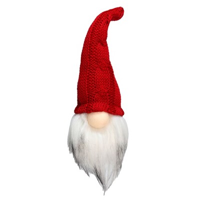 Northlight 7.5" Red and White Santa Gnome Head with Crochet Hat Tabletop Christmas Decoration