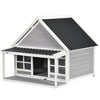 PawHut Outdoor Dog House for Large Dogs Outside Dog Shelter, Beautiful Cabin Design, Shady Front Porch, Two Windows, Wooden Dog House for Medium Dogs - 4 of 4