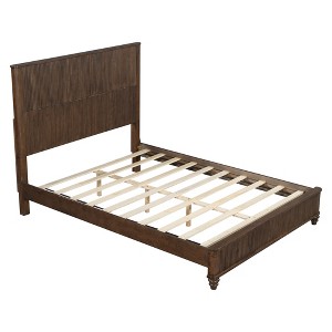KIGFTSOD Platform Bed Frame with Headboard,Tall Headboard Natural Wood Bed ,No Box Spring Needed - 1 of 4