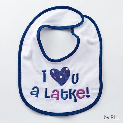Rite Lite 11.5" Hanukkah “I Love You A Latke” Bib - Blue/White