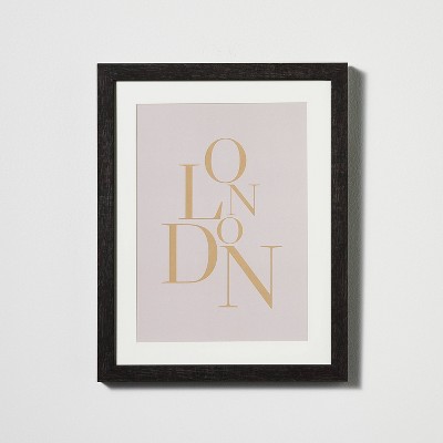 11" x 14" London Framed Under Glass with Mat Dark Wood - Threshold™ designed with Studio McGee: Modern Typography Wall Decor