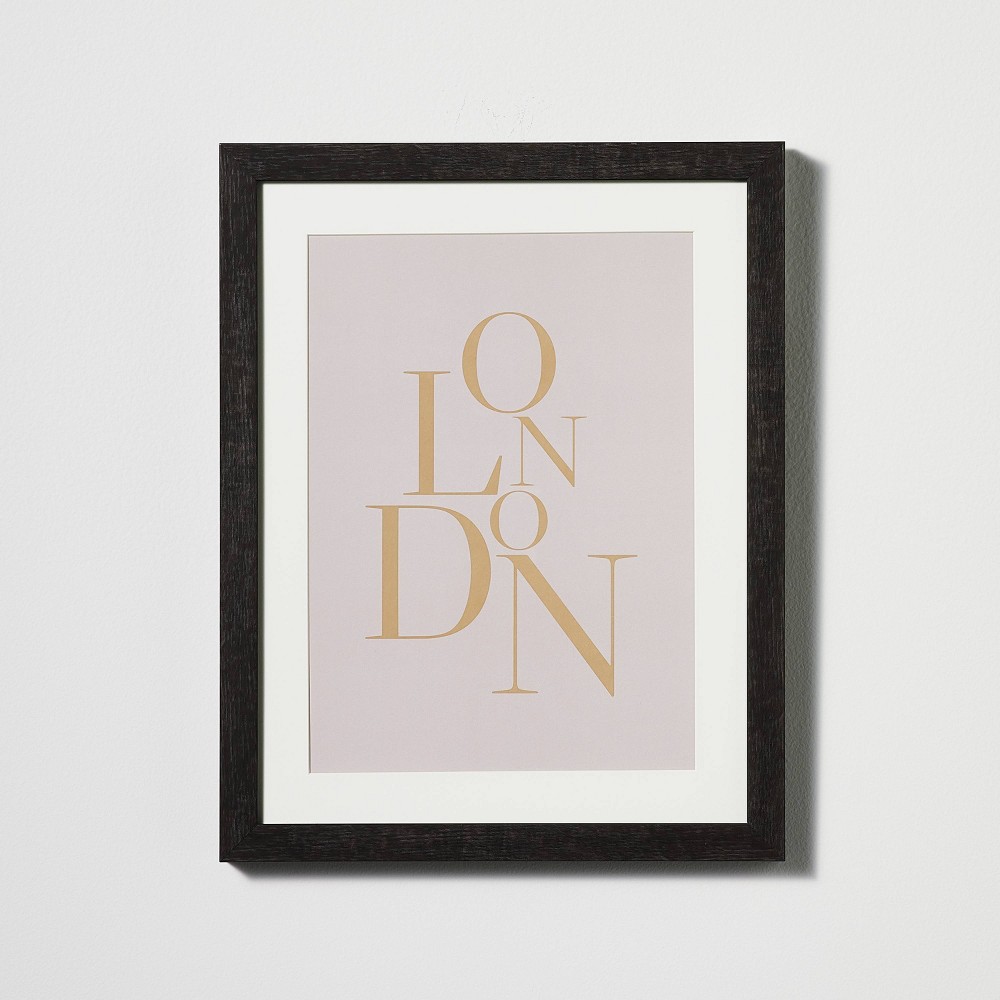 11" x 14" London Framed Under Glass with Mat Dark Wood - Threshold™ designed with Studio McGee: Modern Typography Wall Decor