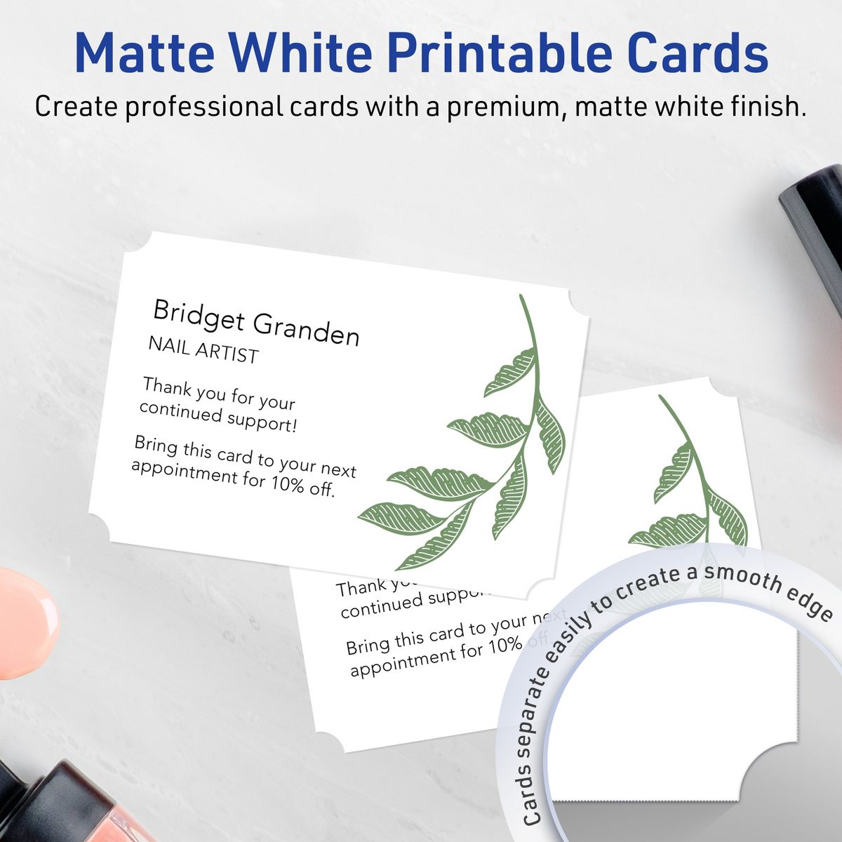 Avery Matte White Invitation Cards, 5" x 7" Rectangle Scalloped Edge - thumbnail 2