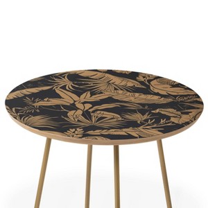 Marta Barragan Camarasa Tropical Night Heat Side Table Round Black/Gold - Deny Designs: Gold Frame, Living Room Accent - 1 of 4