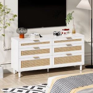 SeaCamel 6-Drawer Rattan Storage Organizer - Natural Finish for Bedroom & Living Room Accent - 1 of 4