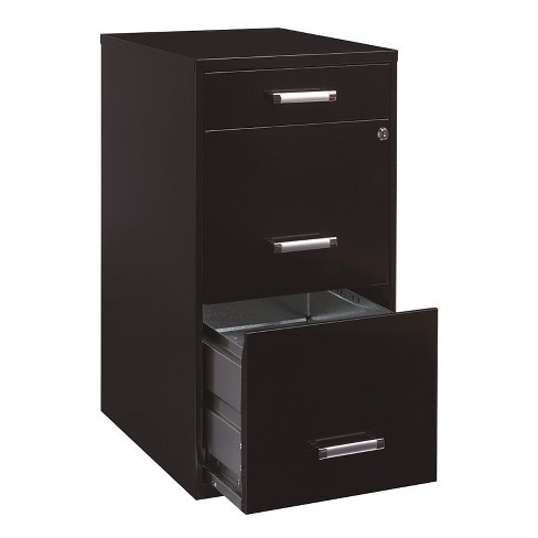 18 Deep 3 Drawer Metal File Organizer Cabinet In Black Scranton