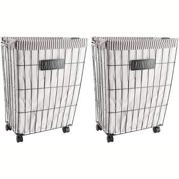 Rae Dunn by Designstyles Heavy Duty Laundry Hamper on Wheels,Luxurious Home Decor, Perfect For Effortless Laundry - 2 Pack