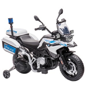 Jojoka 12V Licensed BMW Police Motorcycle for Kids, Ride On Bike w/High-Low Speed, LED Lights, 2 Storage Boxes & Suspension - 1 of 4
