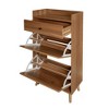 Okak Shoe Cabinet, Shoe Organizer 3 Panel Flip Drawers, Freestanding Shoe Rack for Entryway, Living Room, Hallway, Walnut - 4 of 4